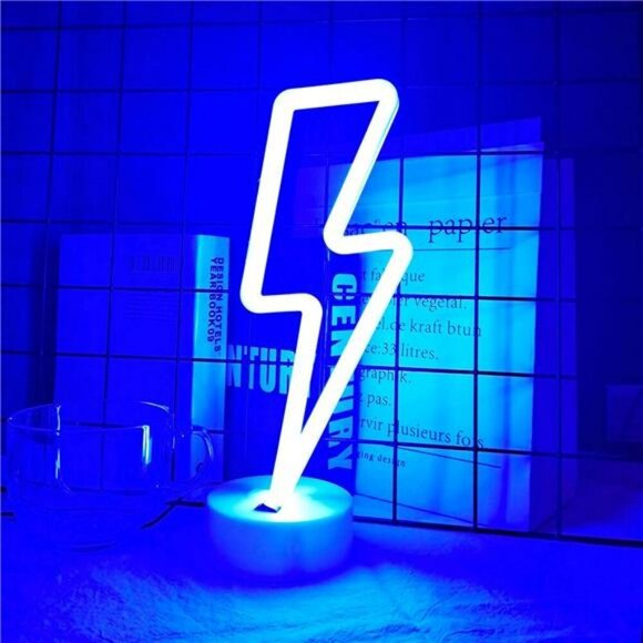 Lightning Bolt Neon Sign Blue LED Light for Bedroom Gaming Room Teen Decor - Picture 2 of 7